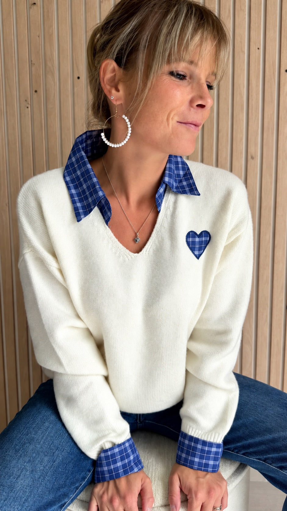 Pull écru Preppy chic
