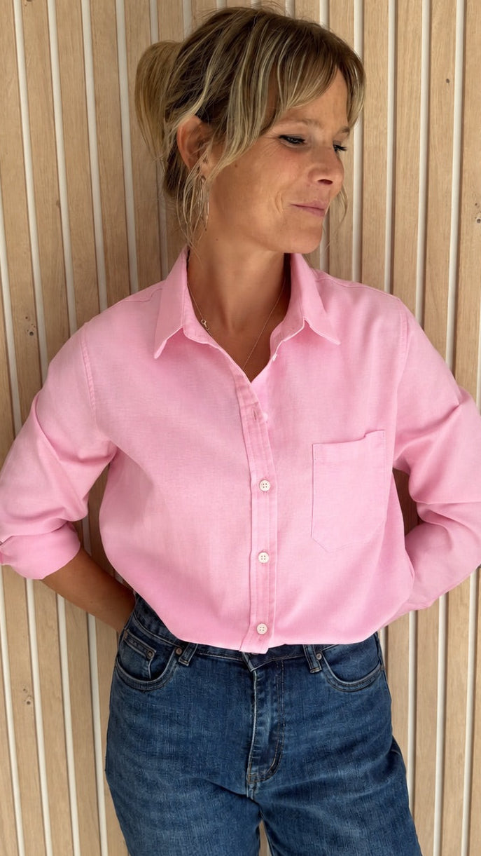 Chemise oversize rose