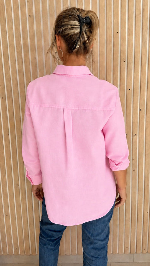 Chemise oversize rose