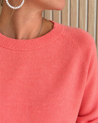 Pull rose/corail à manches trois-quarts – L’Essentiel