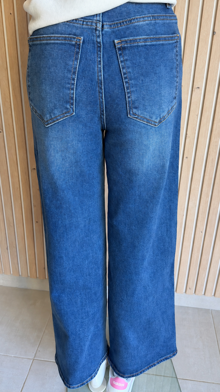 Jean wide leg foncé Cara