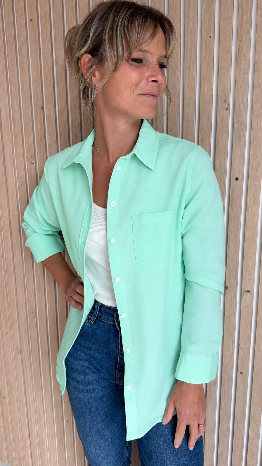 Chemise oversize vert menthe