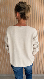 Pull beige sable « Bohème » à cœur