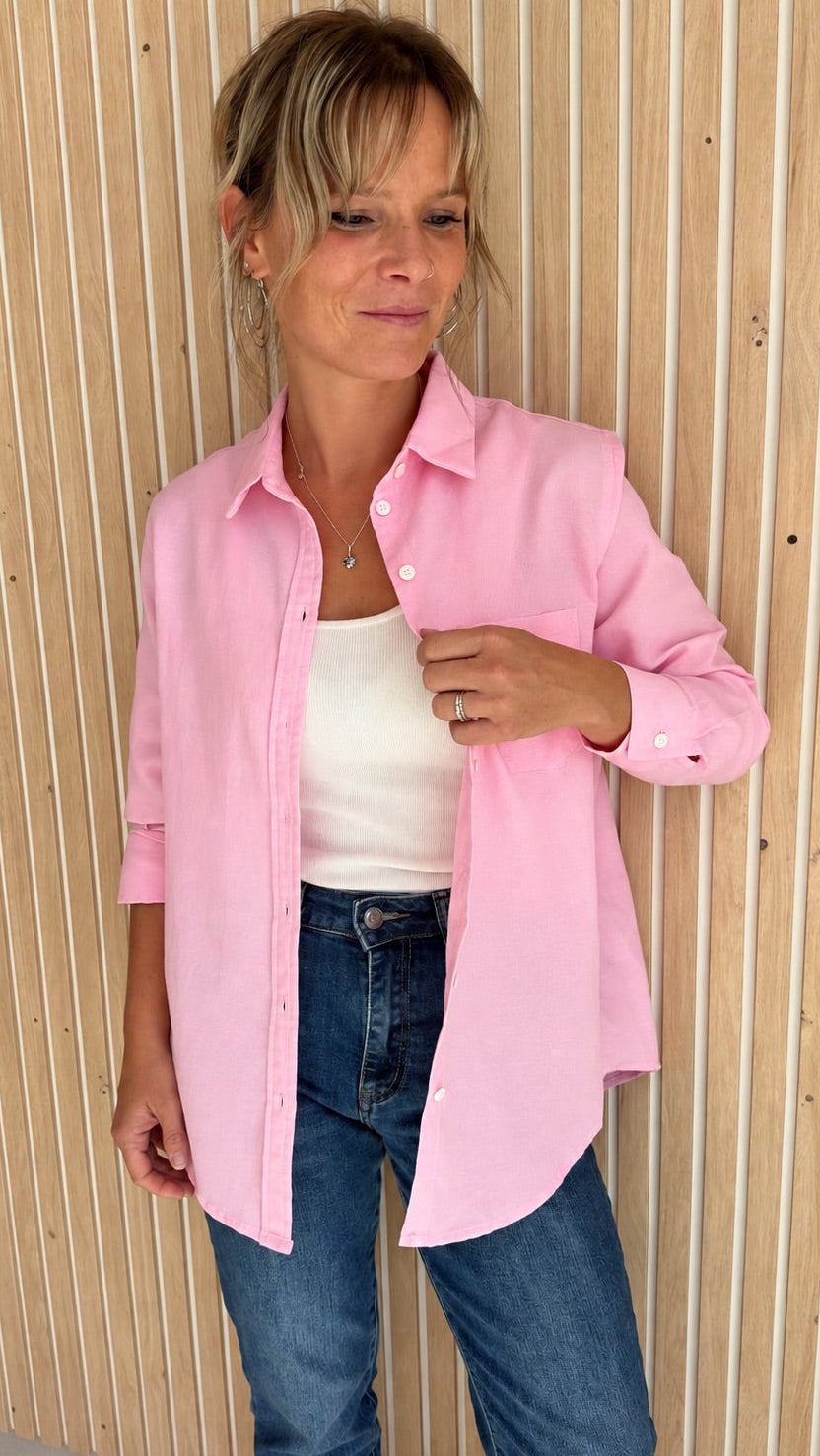 Chemise oversize rose