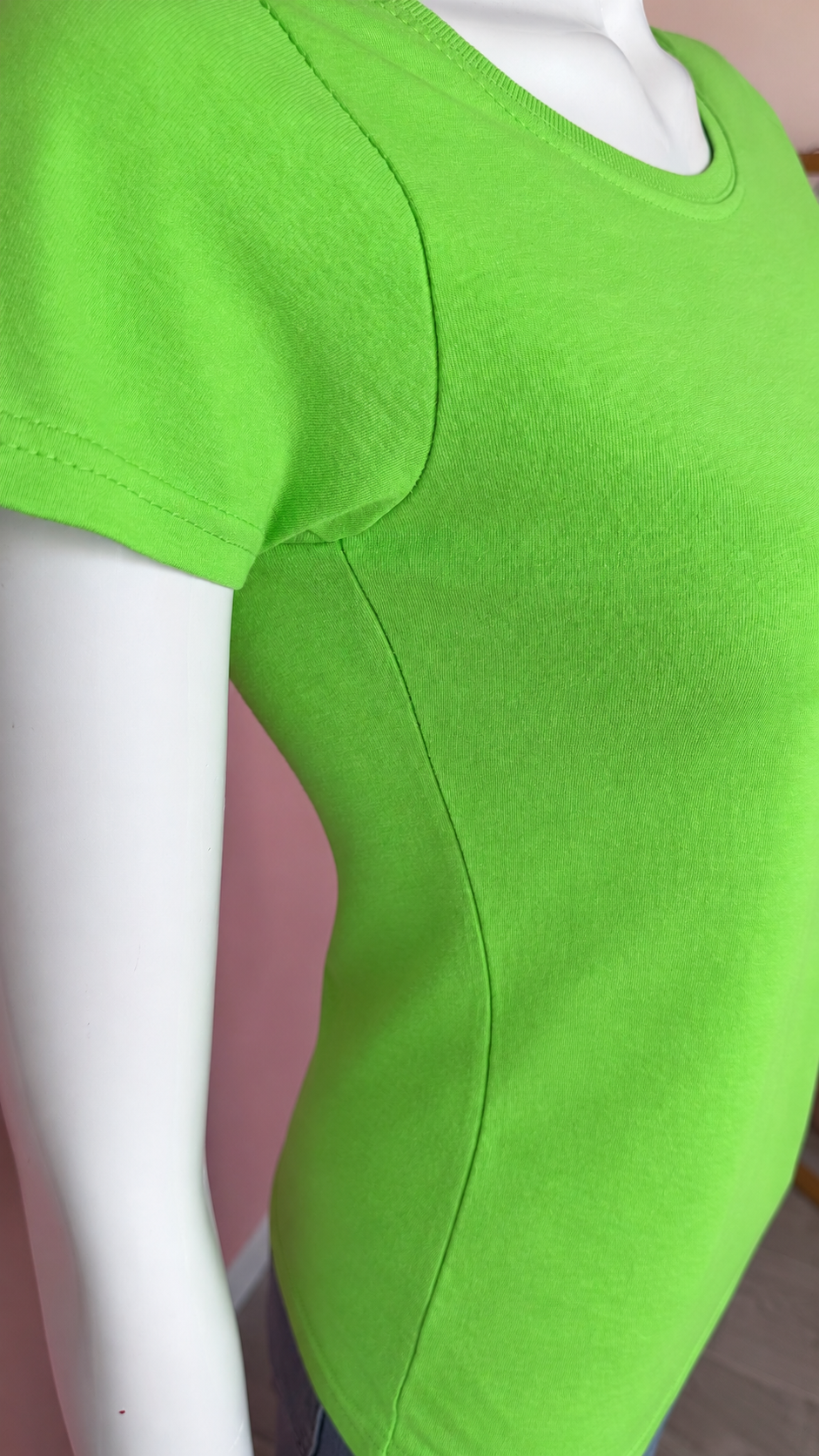 T-shirt basic vert pomme 100 % coton