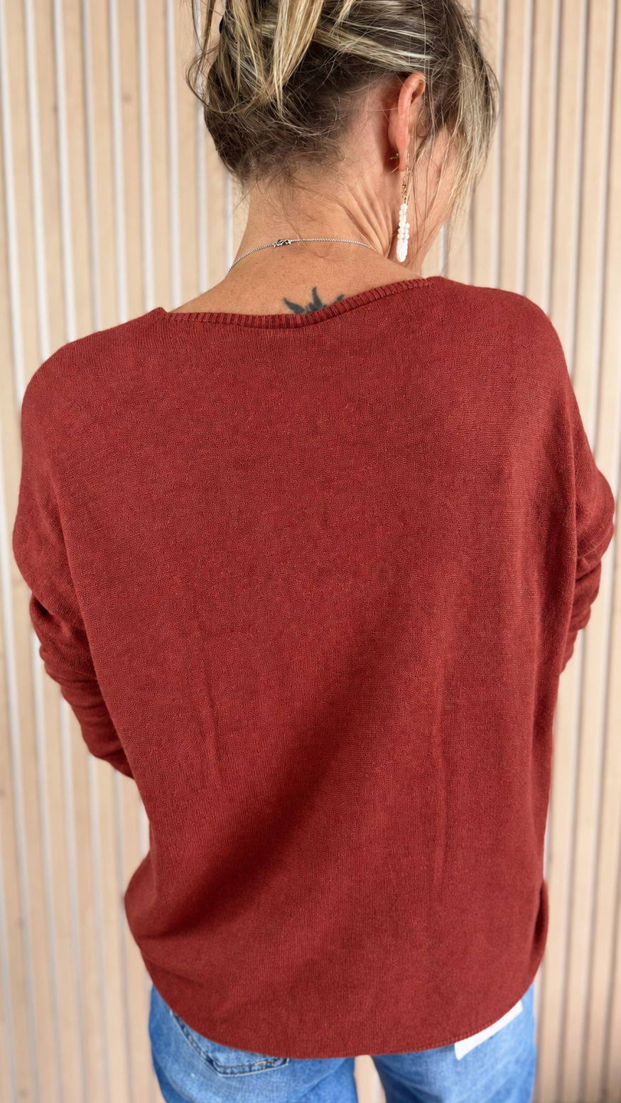 Pull terracotta « Bohème » à cœur