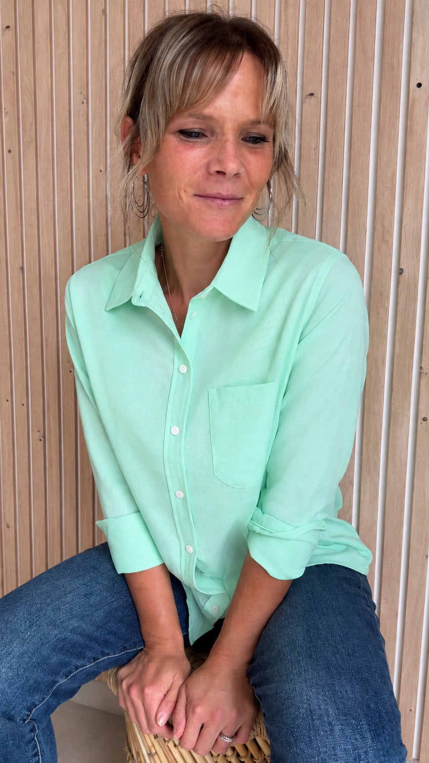 Chemise oversize vert menthe