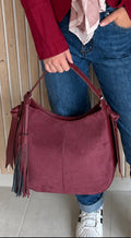 Sac hobo bimatière bordeaux