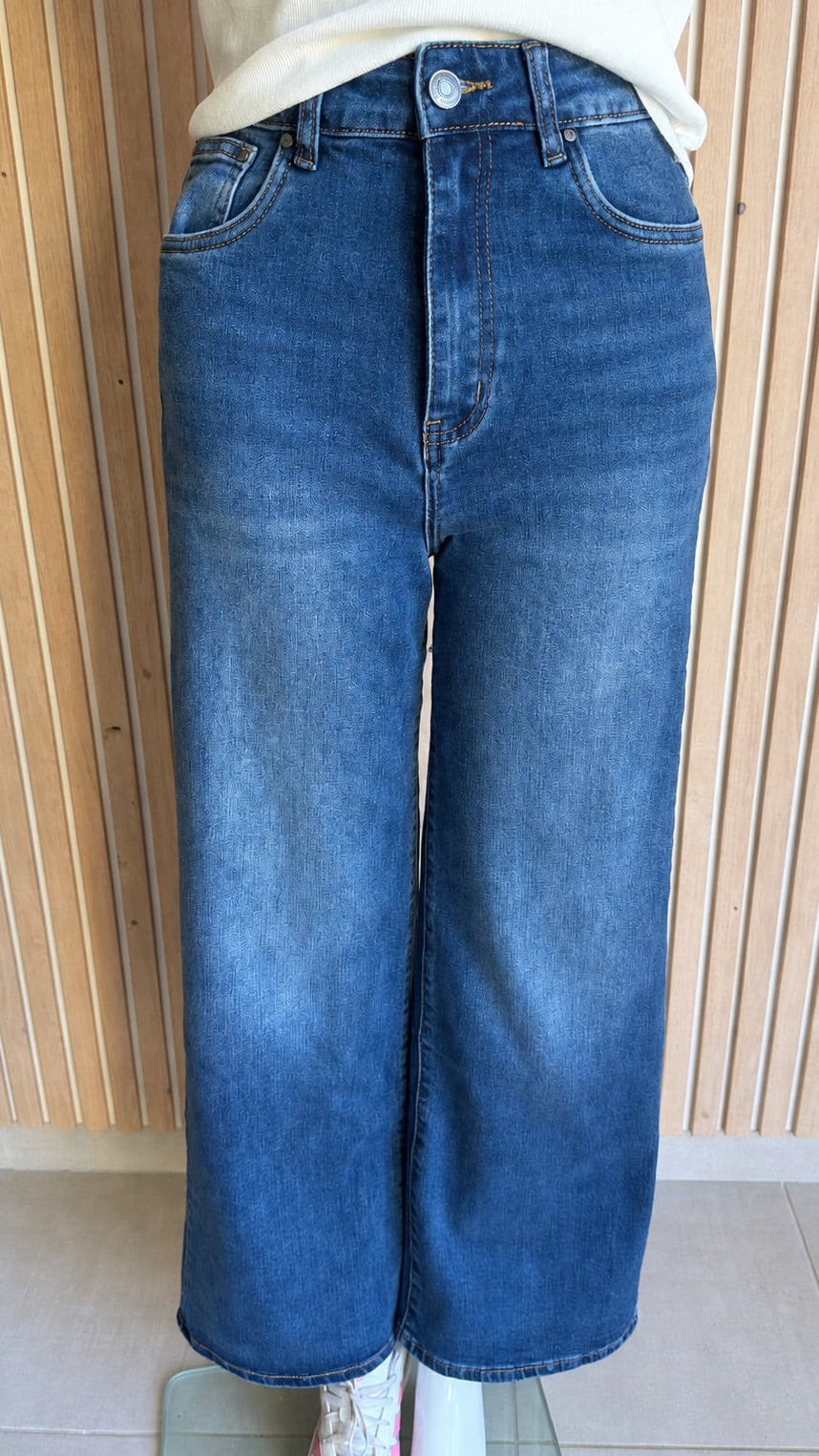 Jean wide leg foncé Cara