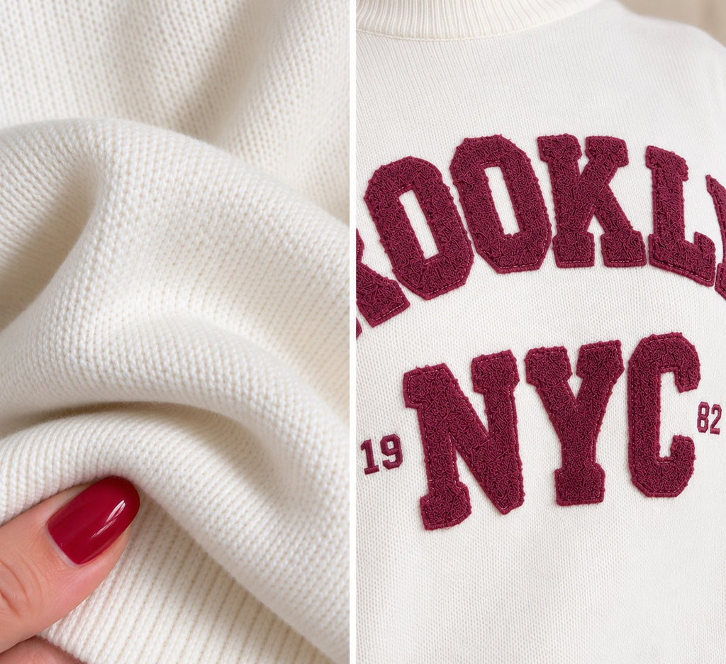 Pull BROOKLYN – Écru & prune