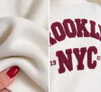 Pull BROOKLYN – Écru & prune