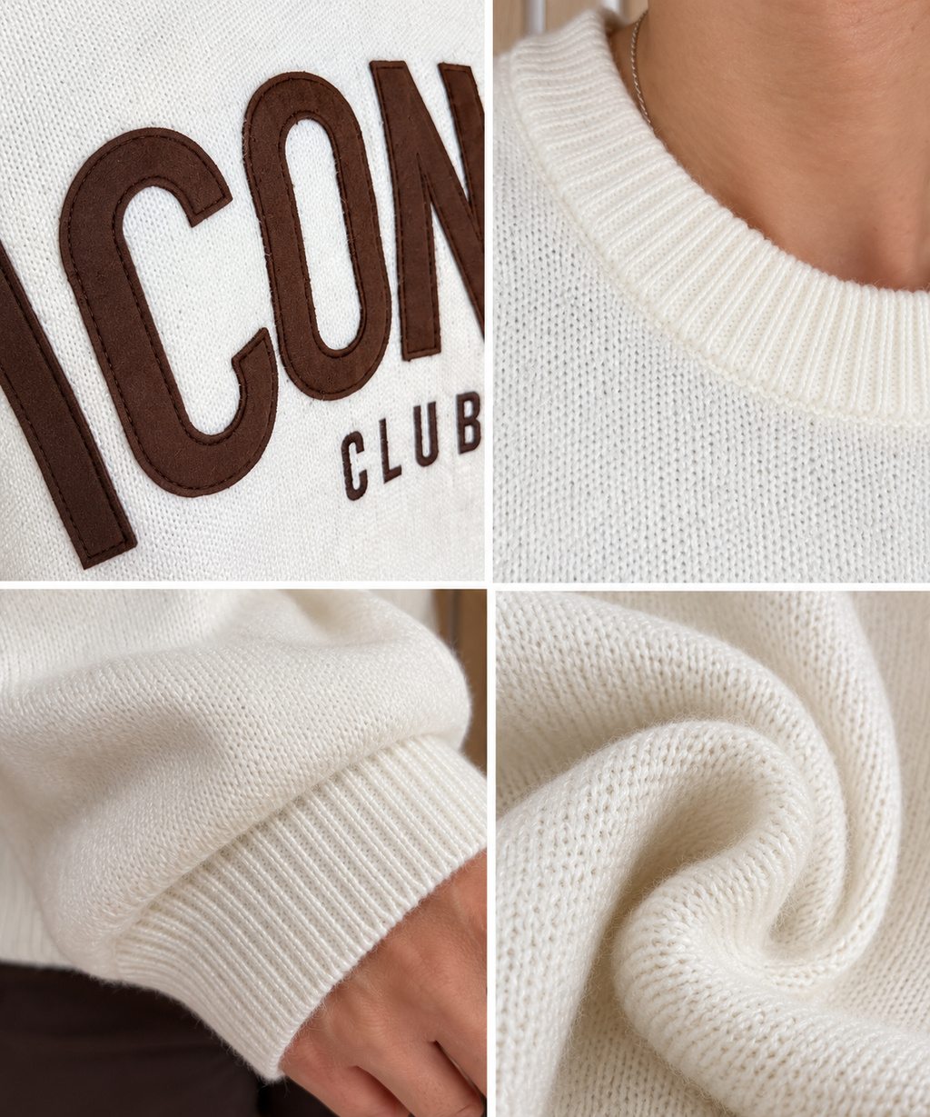 Pull oversize écru ICONIC CLUB