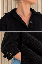 Veste oversize LANA – Noire en velours texturé