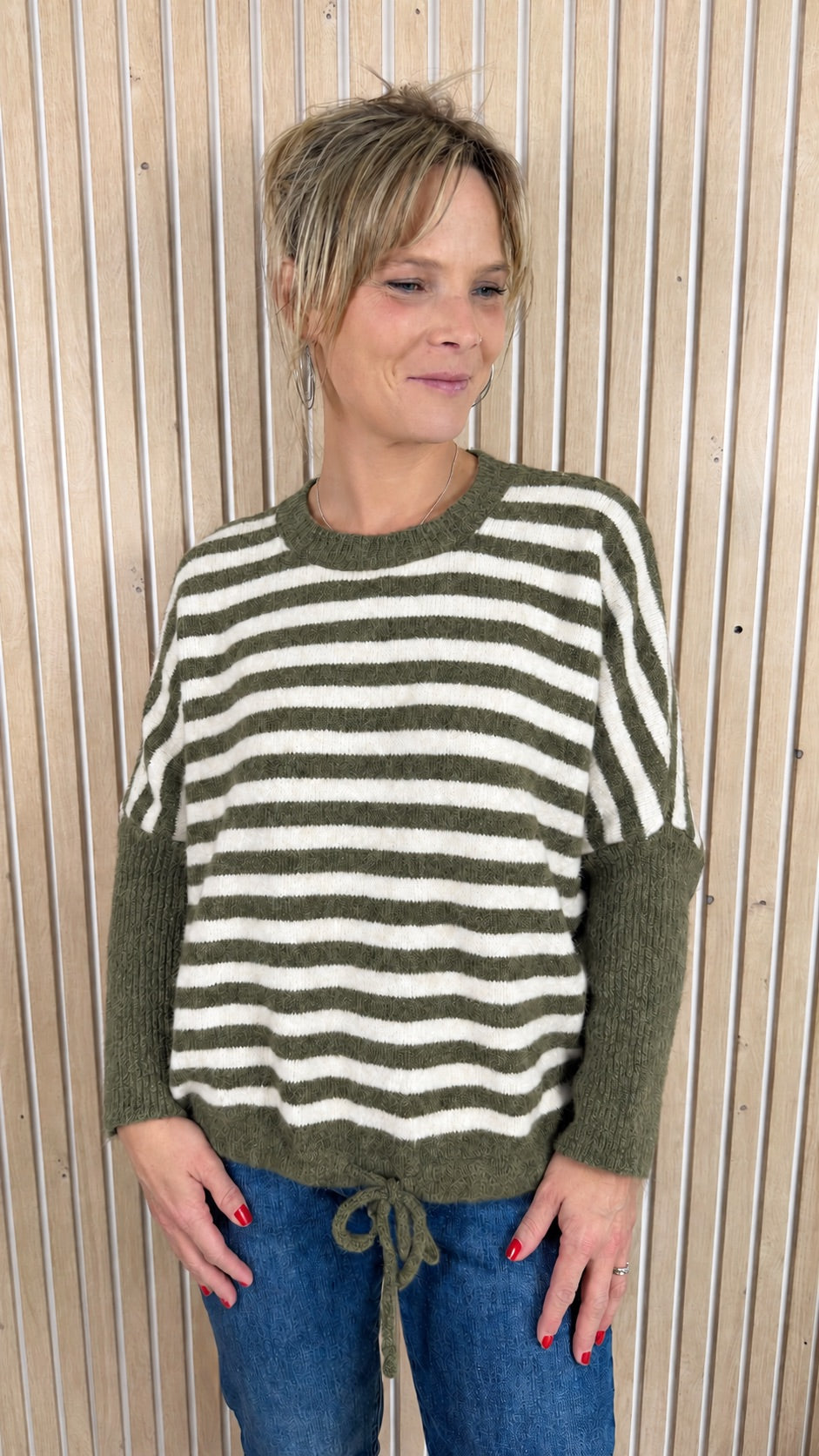 Pull LOU – Rayé vert olive