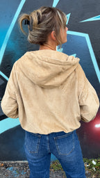 Veste bomber en suédine beige sable
