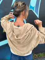 Veste bomber en suédine beige sable