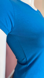 T-shirt basic bleu tropical 100 % coton