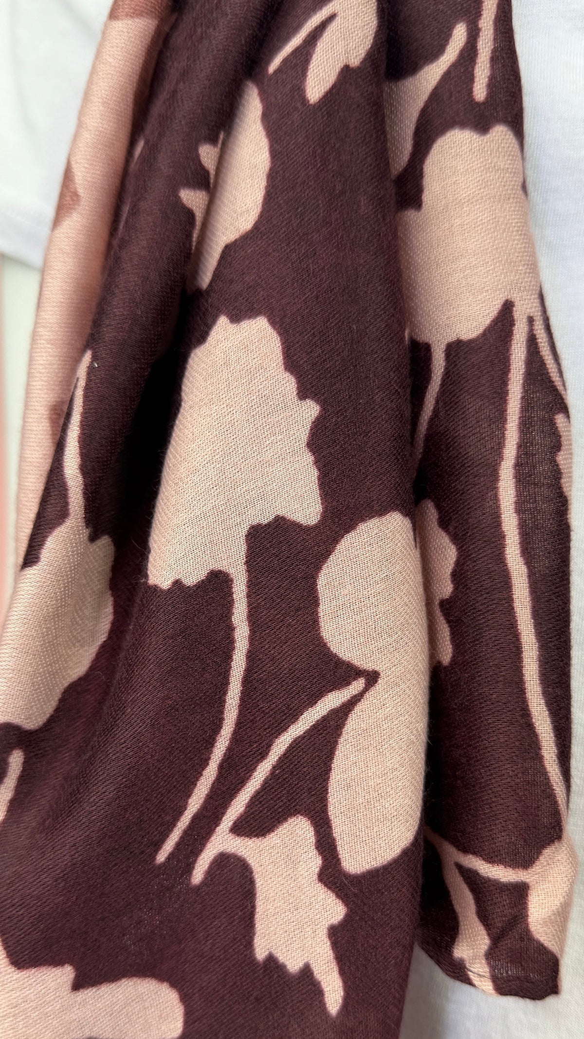 Écharpe florale  patchwork bordeaux & rose