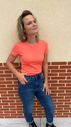 T-shirt basic corail 100 % coton