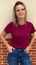 T-shirt basic prune 100 % coton