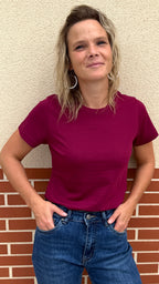 T-shirt basic prune 100 % coton
