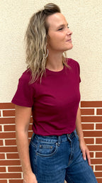 T-shirt basic prune 100 % coton