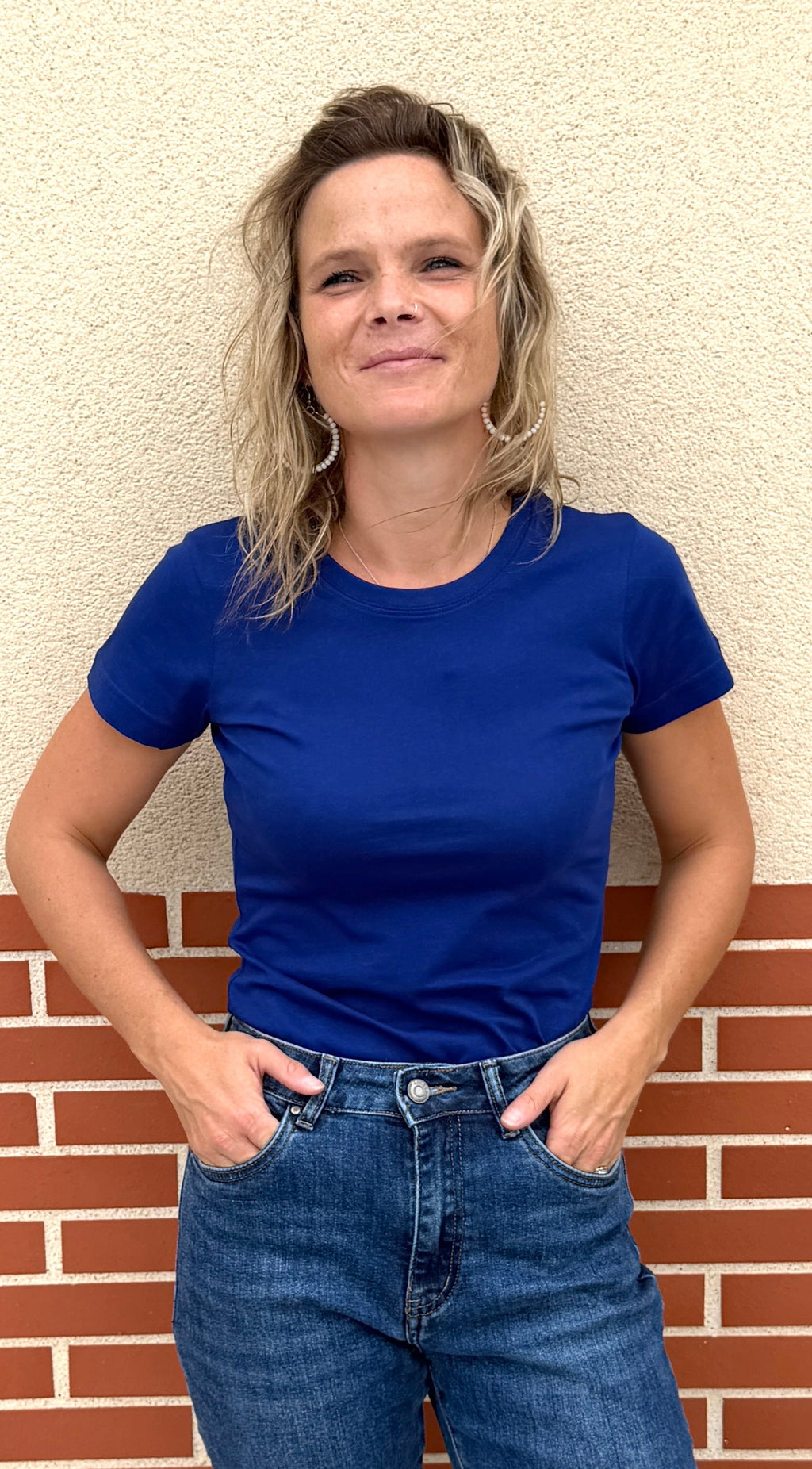 T-shirt basic bleu roi 100 % coton