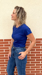 T-shirt basic bleu roi 100 % coton