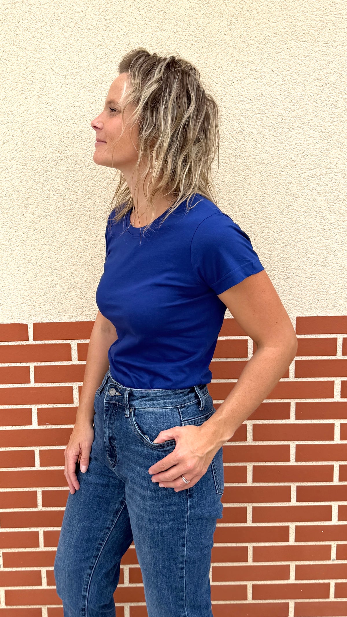 T-shirt basic bleu roi 100 % coton