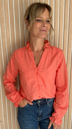 Chemise brodée corail esprit bohème 100% coton