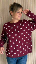 Pull bordeaux à pois