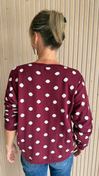 Pull bordeaux à pois