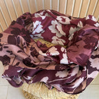 Écharpe florale  patchwork bordeaux & rose