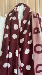 Écharpe bordeaux & rose poudré "J'adore"