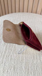 Porte-monnaie en cuir Bordeaux & Doré pailleté