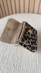 Porte-monnaie en cuir Léopard & Doré pailleté