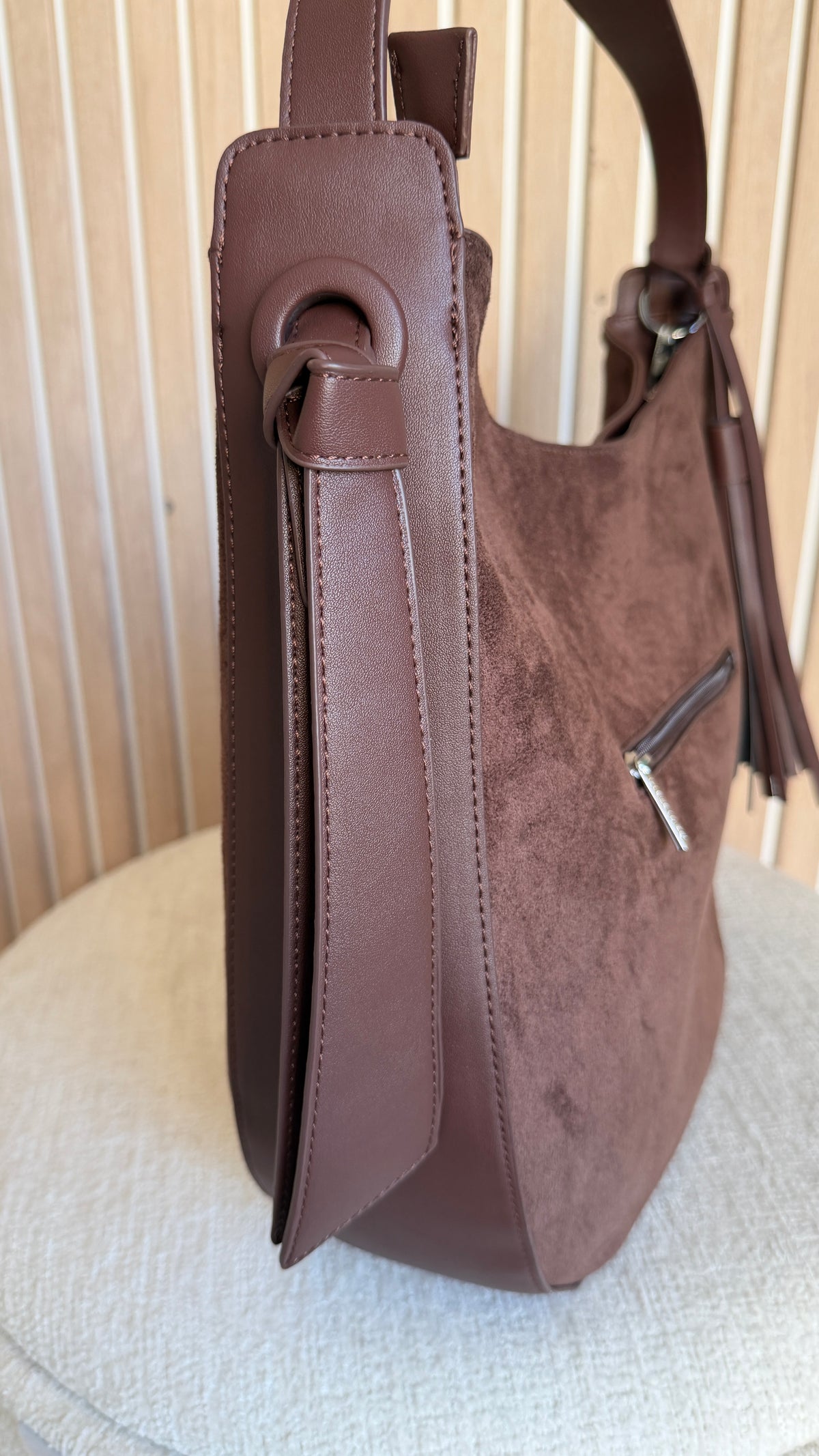 Sac hobo bimatière chocolat