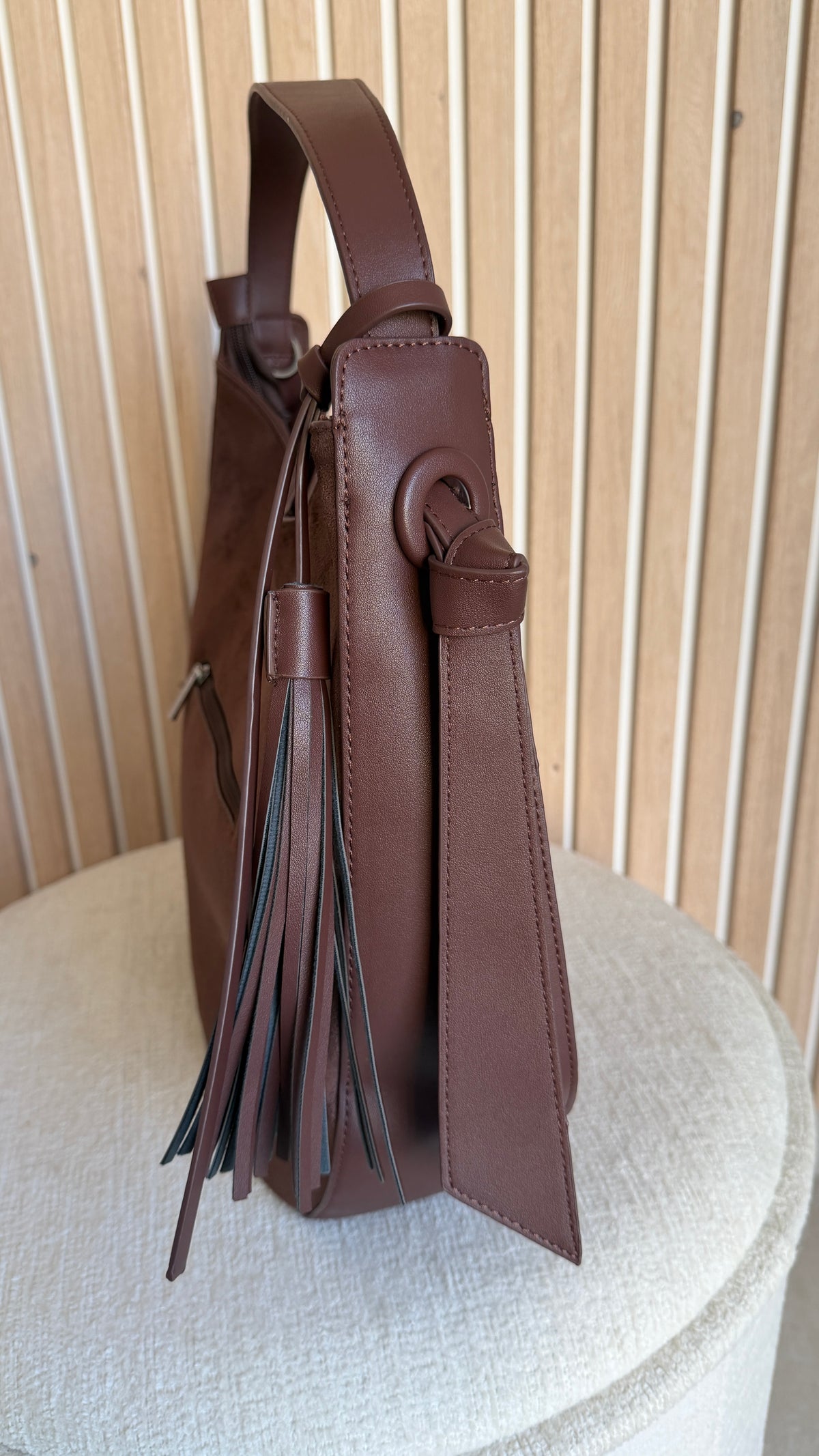 Sac hobo bimatière chocolat