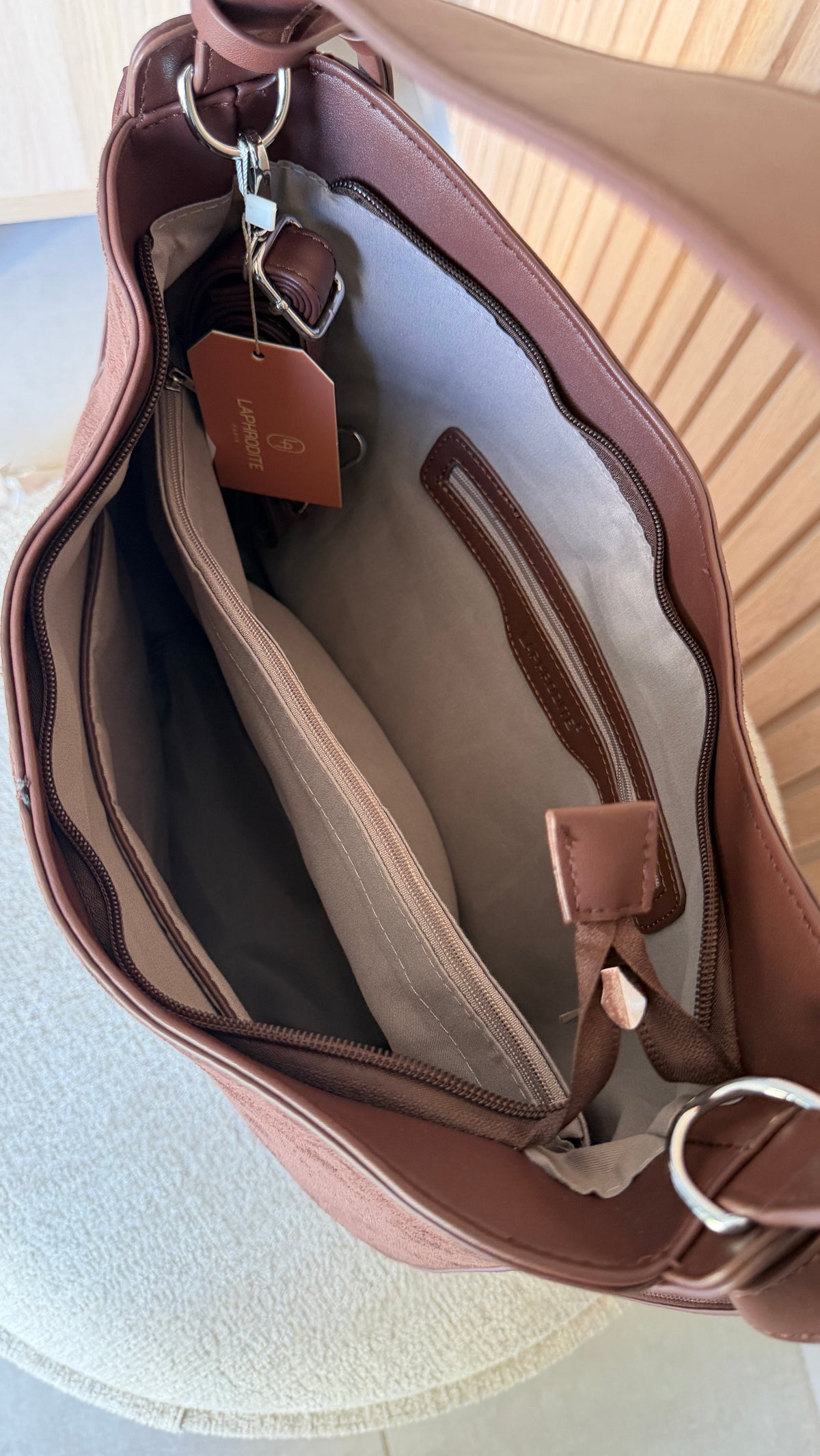 Sac hobo bimatière chocolat