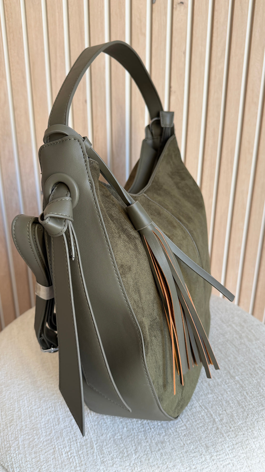 Sac hobo bimatière kaki