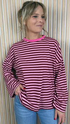 Marinière oversize rose et bordeaux