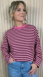 Marinière oversize rose et bordeaux