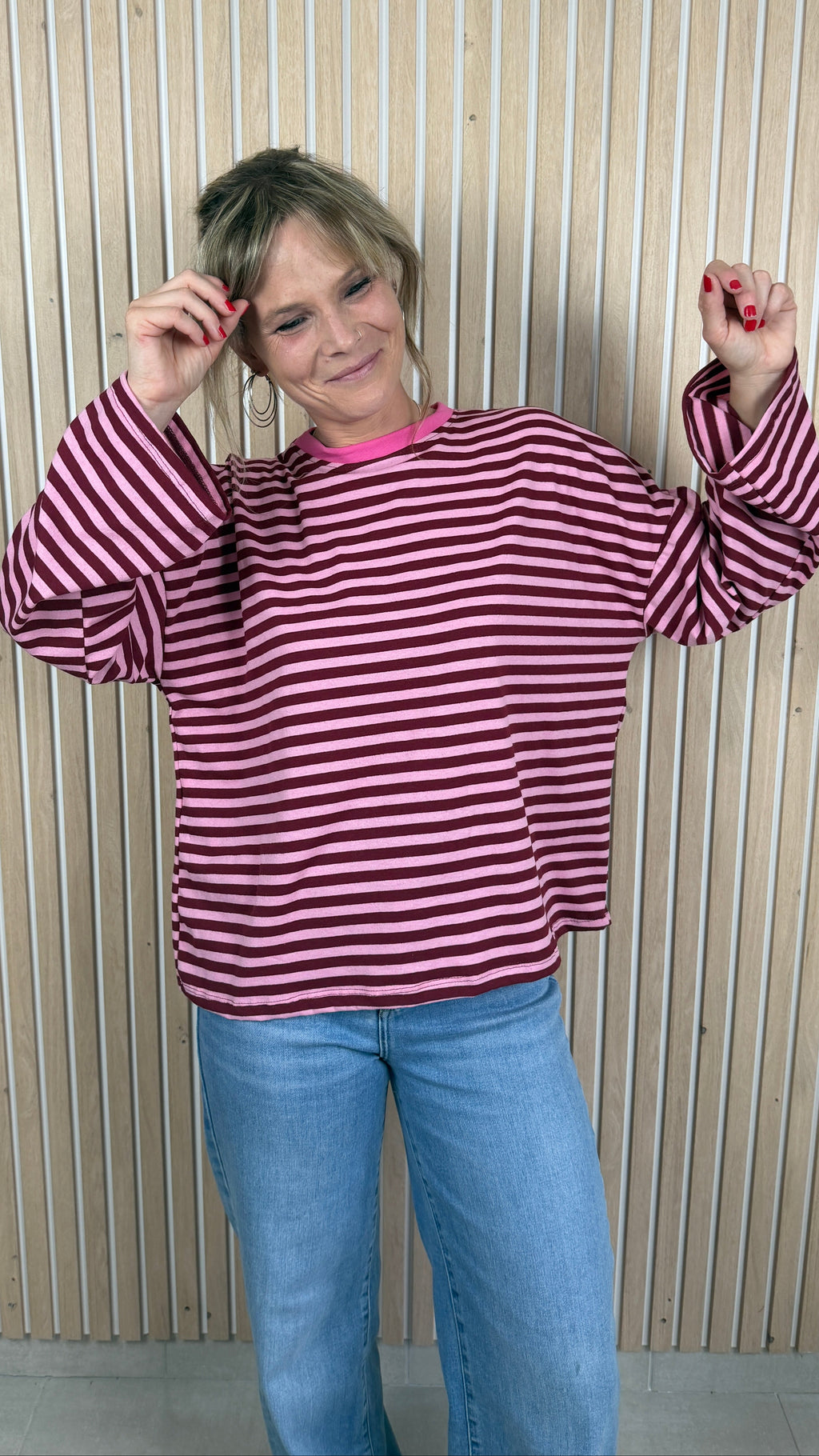 Marinière oversize rose et bordeaux
