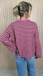 Marinière oversize rose et bordeaux