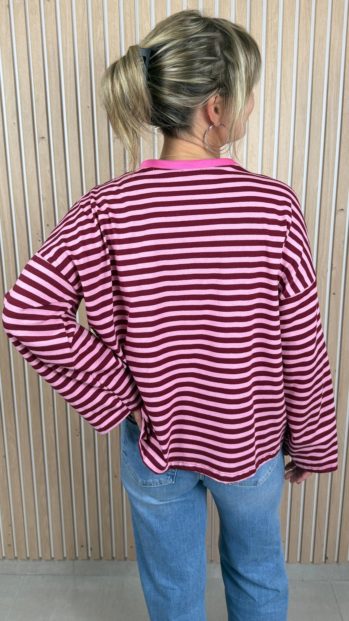 Marinière oversize rose et bordeaux