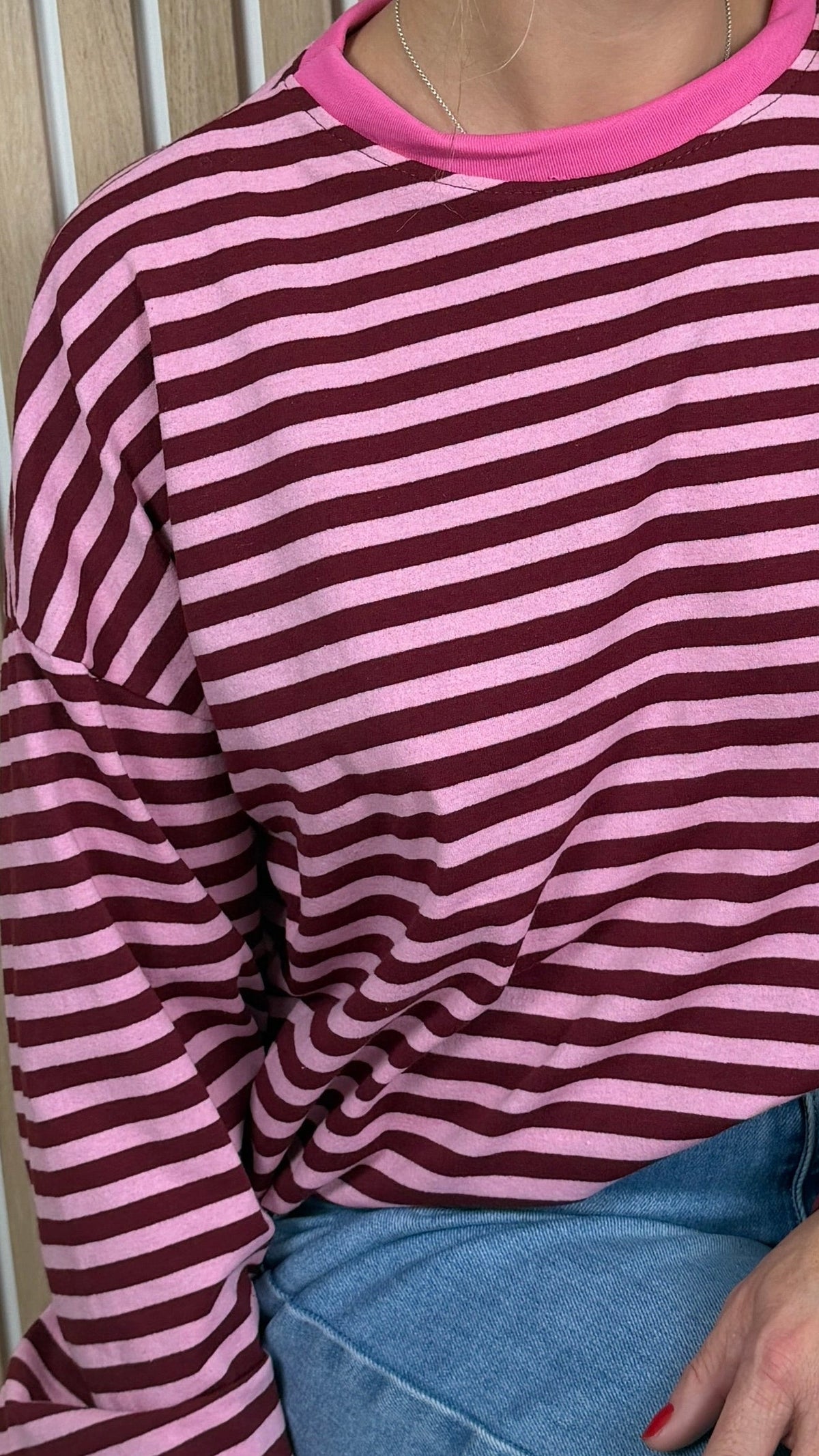 Marinière oversize rose et bordeaux