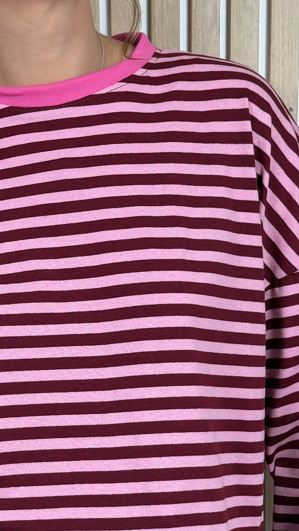 Marinière oversize rose et bordeaux