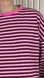 Marinière oversize rose et bordeaux