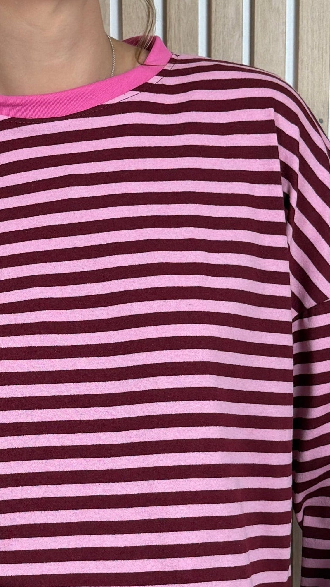 Marinière oversize rose et bordeaux
