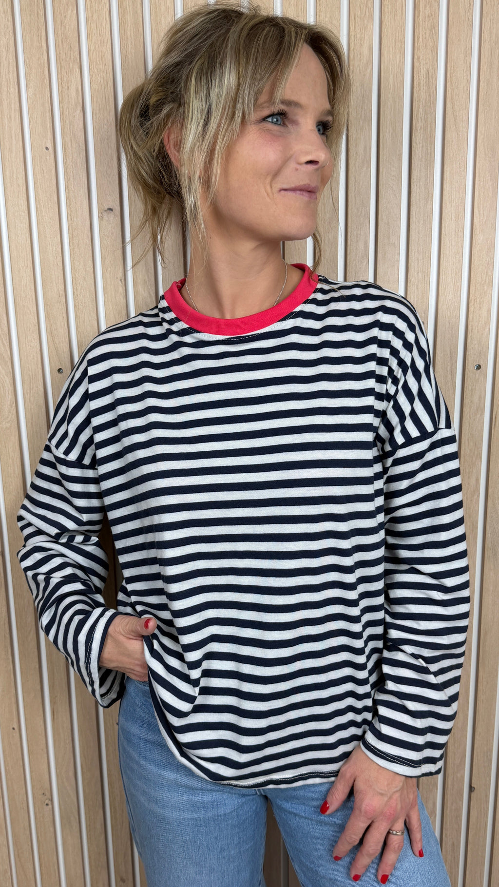 Marinière oversize bleu marine et écru